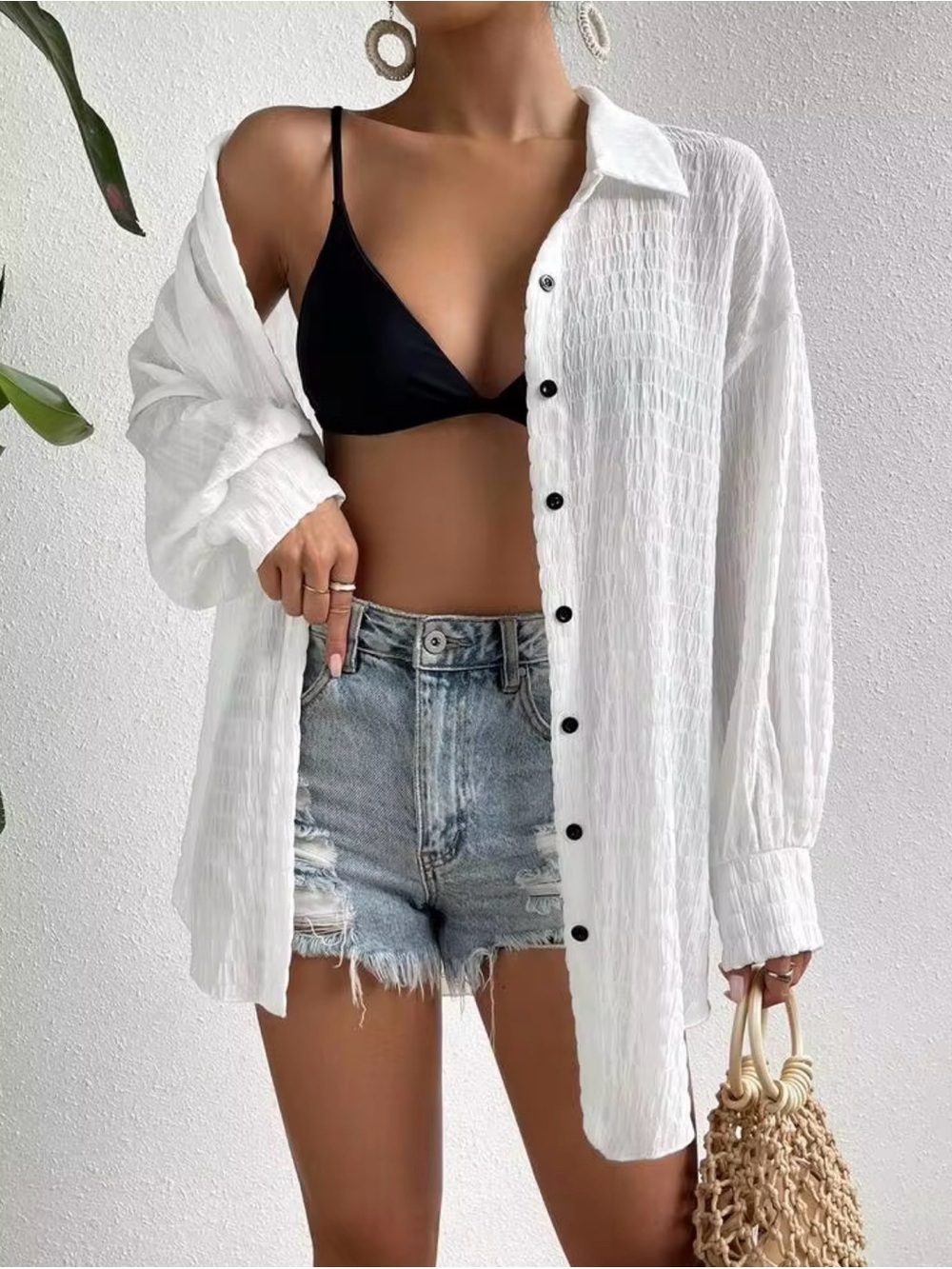 Breezaya White Lightweight Button-Down Shirt - Classic Women's Top